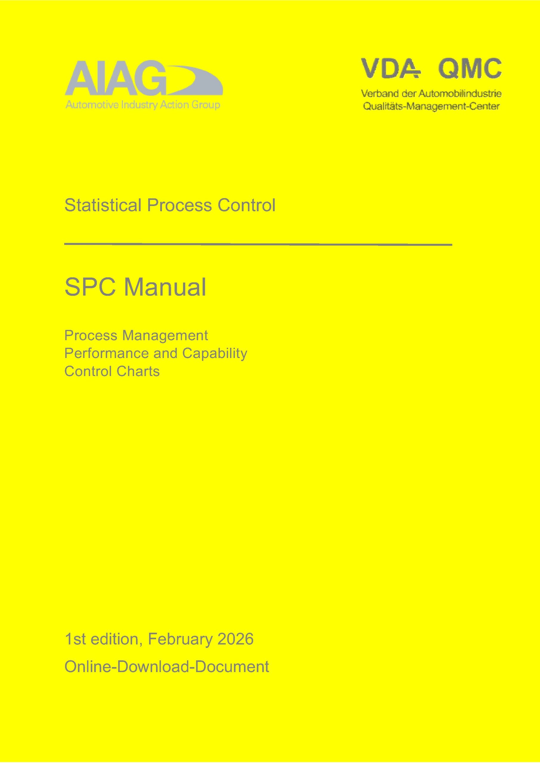 cover of AIAG-VDA SPC Manual 1st edition draft